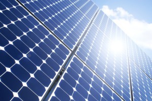 Sonne auf dem Solarpanel